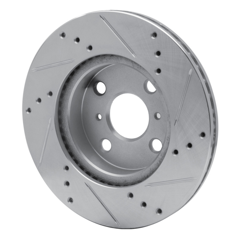 Scion iQ Brake Rotor (1) - Front Left - R1 Concepts - Drilled & Slotted - Silver - `12-`15